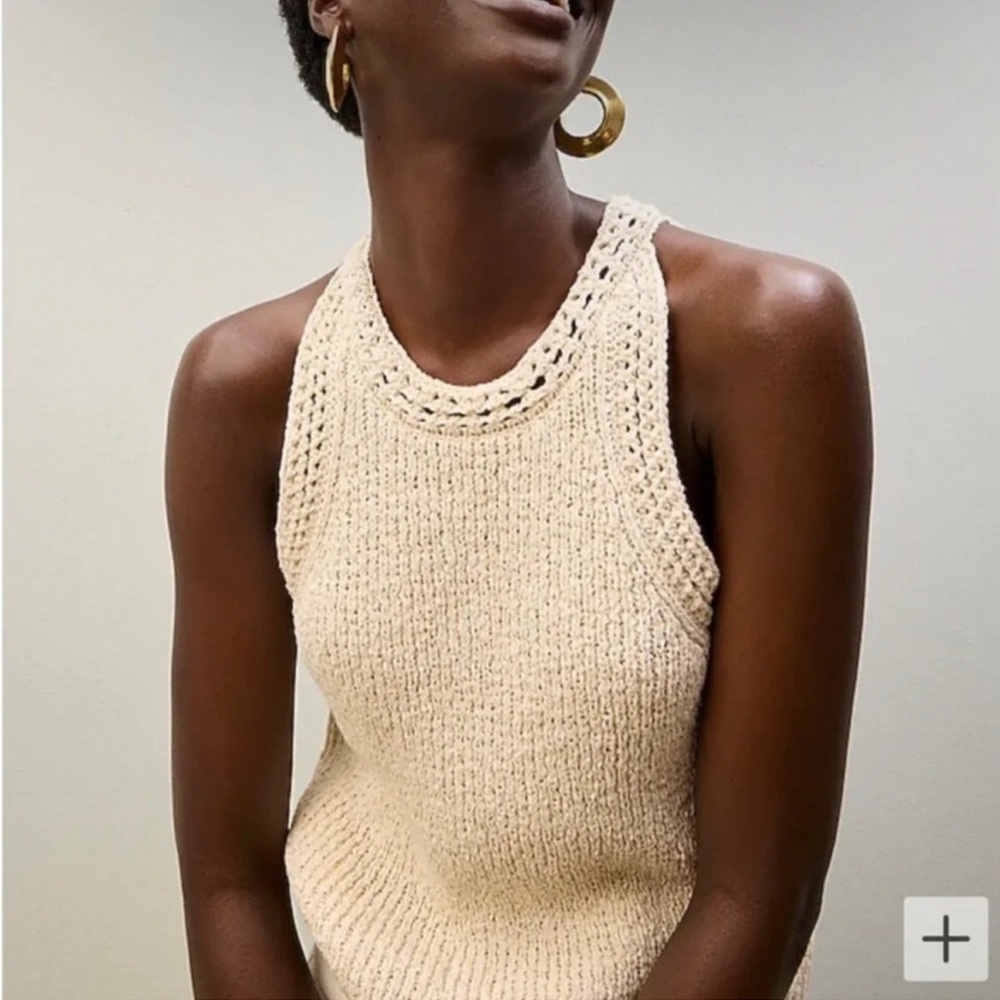 NWT J Crew High Neck Pointelle Crochet Tank